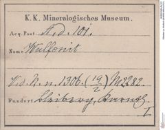 Etiketten zu Wulfenit (NHMW-MIN-Ad101)